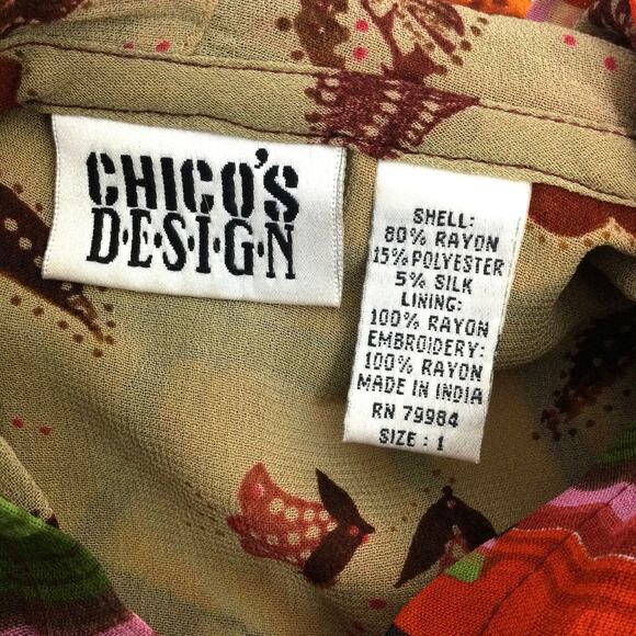Chico’s Design Patchwork Boho Embroidered Floral Hooded Lined Shacket Sz 1 (M) - Picture 9 of 13